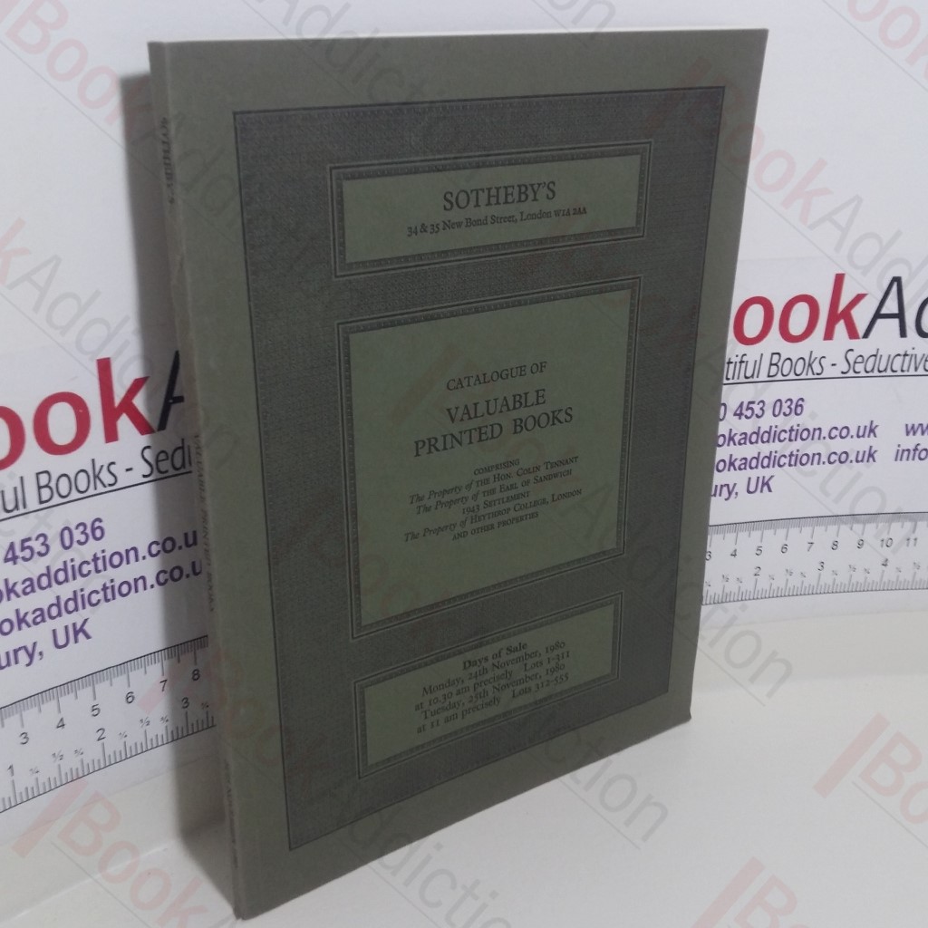 Catalogue of Valuable Printed Books (Auction Catalogue, Sotheby's, London, 24-26 November 1980)